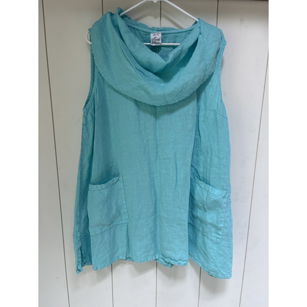 Match Point Women's XL 100% Linen Oversized Tunic Lagenlook Coastal Resort Wear
